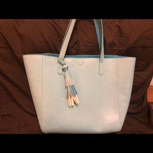 NWOT Leather Light Blue Tote